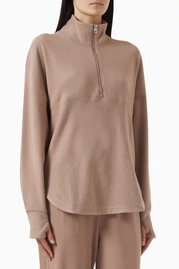 Erina Brushed Rib Half-zip Sweatshirt