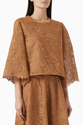 Orchid-embroidered Top in Lace