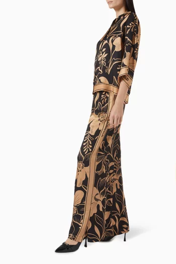 Floral-print Wide-leg Pants in Viscose