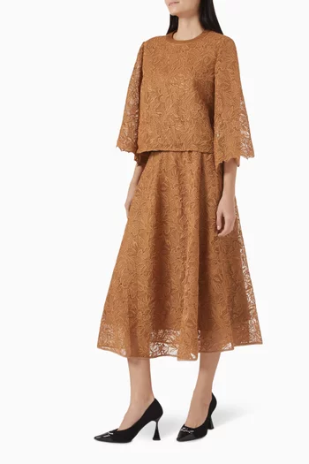 Orchid-embroidered Skirt in Lace