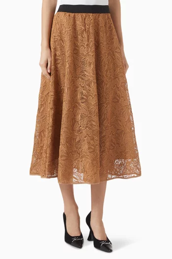 Orchid-embroidered Skirt in Lace