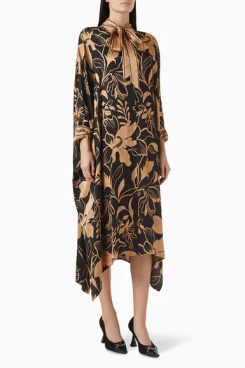 Floral-print Kaftan Dress in Viscose