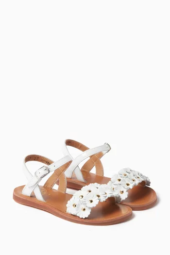 Plagette Floral Sandals in Leather