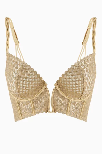 Silver Park Wire Bustier Bra in Silk Satin