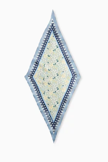 Vintage Floral-print Diamond Scarf in Silk