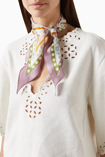 Vintage Floral-print Diamond Scarf in Silk