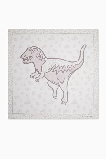 وشاح ميني كلاسيكي بتصميم مربع وطبعة ريكسي وزهور حرير