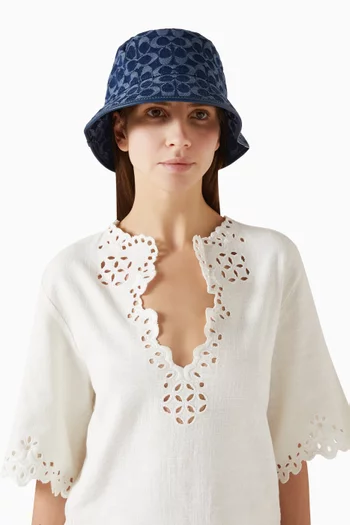 Signature C Bucket Hat in Denim