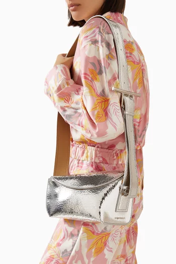 T-Bar Sling Bag in Metallic Leather