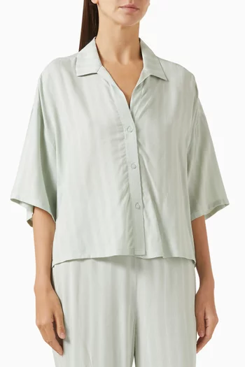 Button-down Short-sleeve Shirt in Viscose