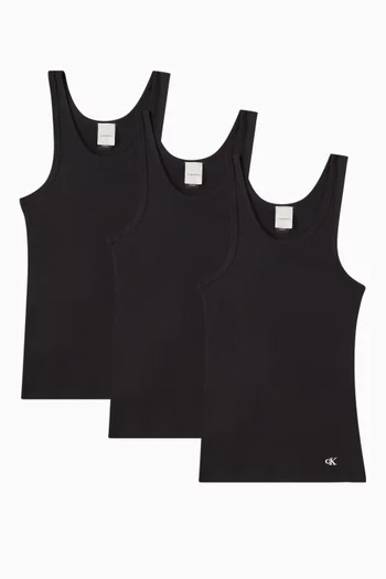 Scoop Neck Tank Top in Cotton, Set of 3