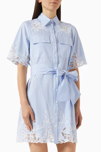 Cut-out Embroidered Mini Dress in Cotton