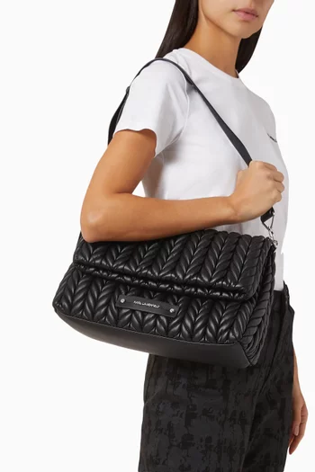 K/Weave Large Shoulder Bag in Leather