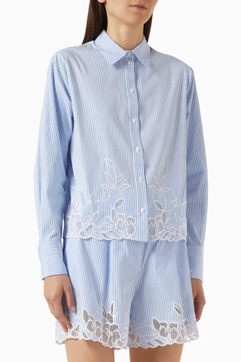 Cut-out Embroidered Shirt in Cotton