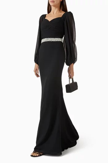 Crystal-embellished Gown in Chiffon