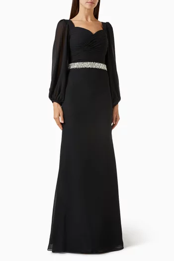 Crystal-embellished Gown in Chiffon