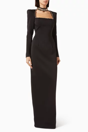 Rhinestone-embellished Dress in Crepe