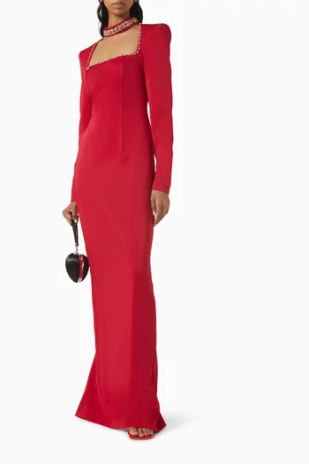 Rhinestone-embellished Dress in Crepe