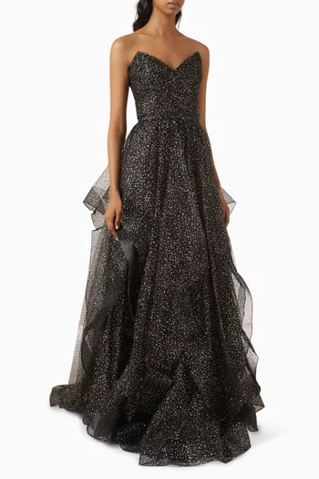 Sequin-embellished Cascade Gown in Tulle