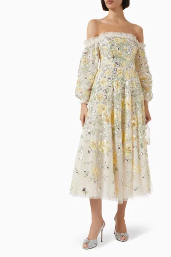 Elina Rose Off-Shoulder Dress in Tulle