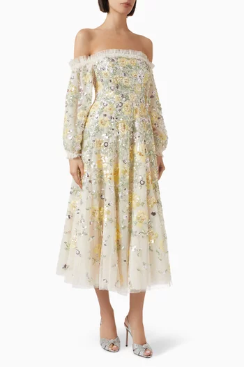 Elina Rose Off-Shoulder Dress in Tulle