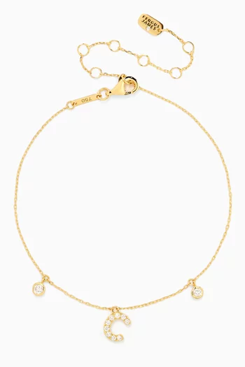 Letter 'C' Diamond Anklet in 18kt Gold