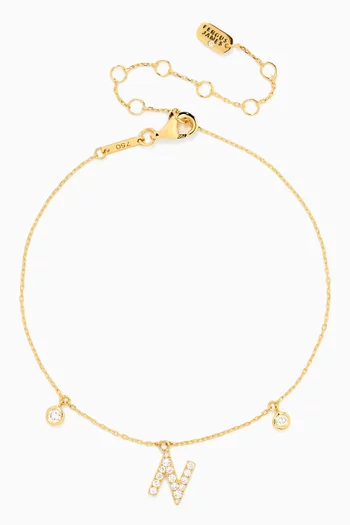 Letter 'I' Diamond Anklet in 18kt Gold