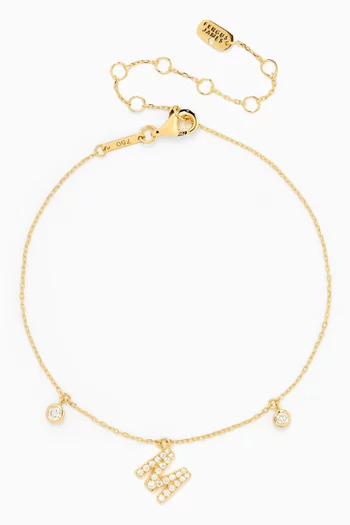 Letter 'I' Diamond Anklet in 18kt Gold