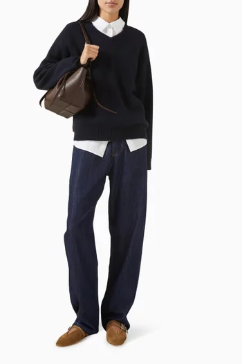 Oversized V-neck Sweater in Cashmere