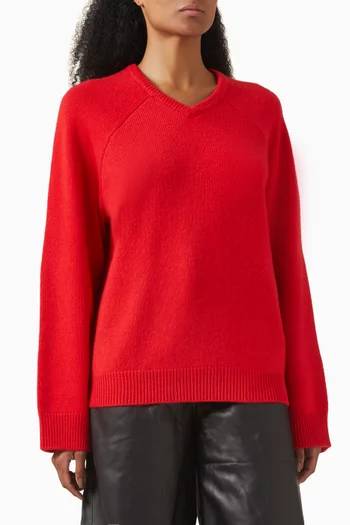 Oversized V-neck Sweater in Cashmere