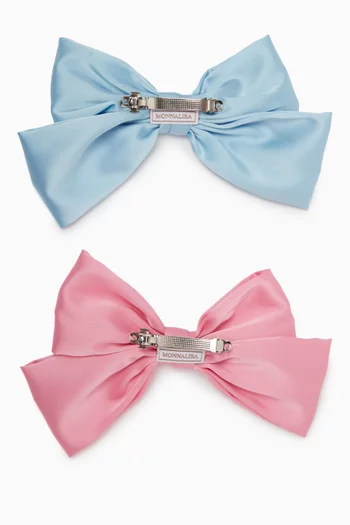 Hair Bow Clips in Satin, Set of 2