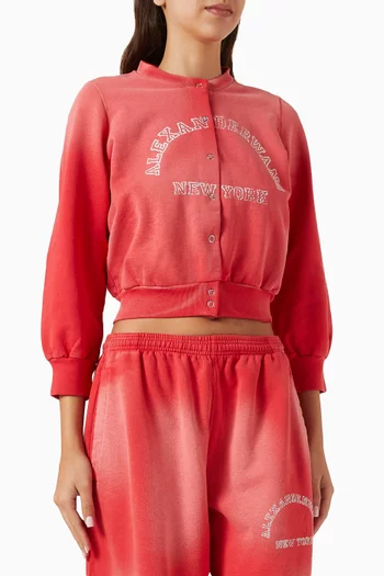 Graphic Logo Crop Cardigan in Cotton