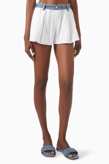 Denim Waistband Shorts in Cotton