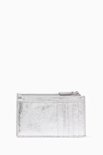 Long Le City Coin & Card Holder in Metallic Arena Lambskin