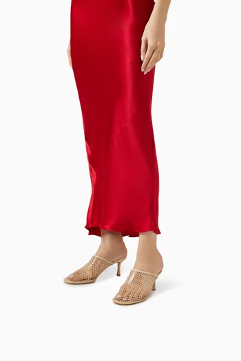 حذاء بام مفتوح من الخلف بكعب 70 مم قماش شبكي