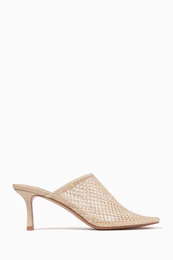 حذاء بام مفتوح من الخلف بكعب 70 مم قماش شبكي