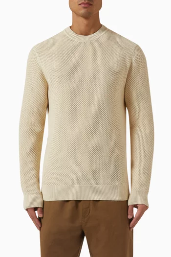 Honeycomb Crew Neck Sweater in Cotton