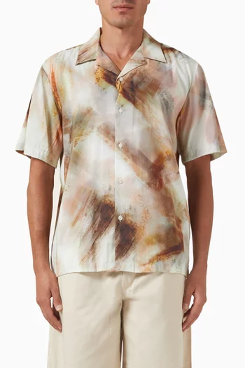 Cuban Collar Shirt in Cotton-blend