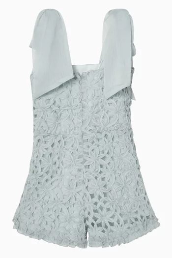 أوفرول لوف ليترز مزين بعقد مزيج كتان