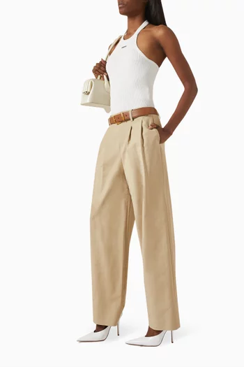 Wide-leg Pants in Cotton-blend