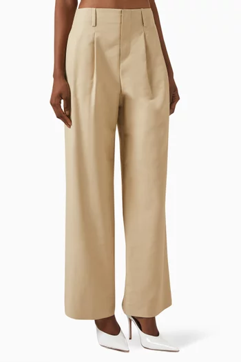 Wide-leg Pants in Cotton-blend