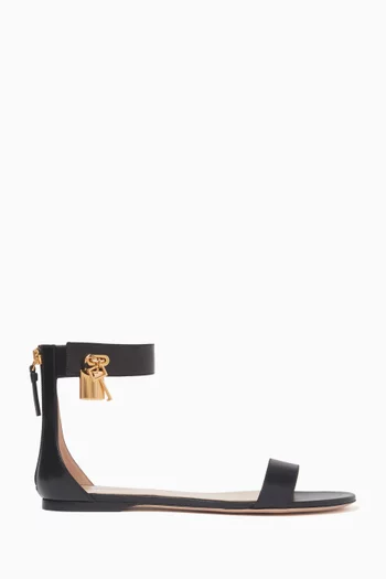 Embellished Sandals in Leather