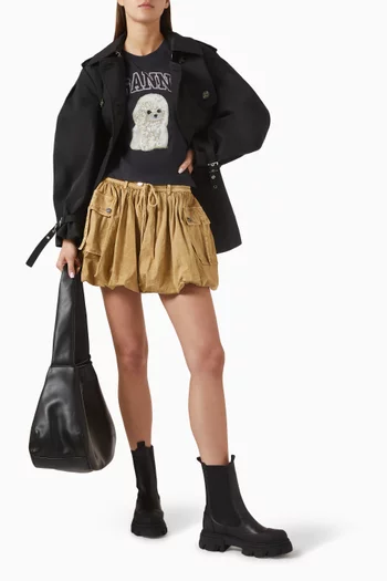 Washed Mini Bubble Skirt in Stretch-cotton