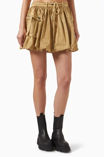 Washed Mini Bubble Skirt in Stretch-cotton