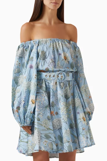 Charlize Off-shoulder Belted Mini Dress