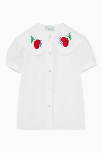 Cherry-embroidered Shirt in Cotton
