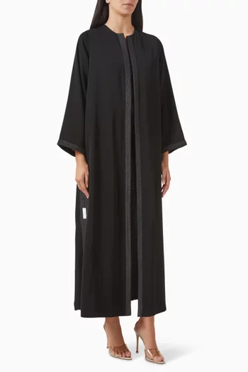 Embroidered-border Abaya in Nida