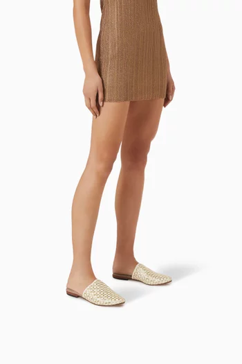 Pharaoh Flat Mules in Linen
