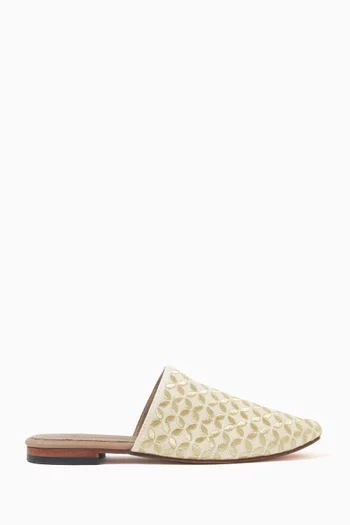 Pharaoh Flat Mules in Linen
