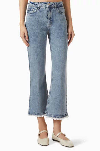 Kenny Broderie Cropped Jeans in Denim